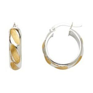 14K Gold 2 tone 6mm Hollow Hoop Earrings